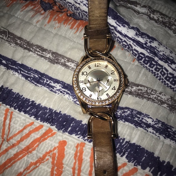 RILEY MULTIFUNCTION ROSE-TONE & SAND LEATHER WATCH - Picture 8 of 8